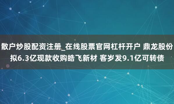 散户炒股配资注册_在线股票官网杠杆开户 鼎龙股份拟6.3亿现款收购皓飞新材 客岁发9.1亿可转债